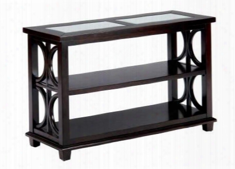 Panama Collection 966-44 8" Sofa/media Unit With Two Shelves And Two Tempered Beveled Edge Glass Inserts In