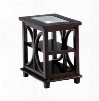 Panama Collection 966-7 16" Chairside Table With Two Shelves And Tempered Beveled Edge Glass Insert In