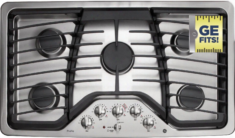 Pgp976setss 36" Gas Cooktop With 5 Sealed Burners 17 000 Btu Powerboil Precise Simmer Burner Heavy Cast Grates Child Lock And Led Backlit Knobs: Stainless