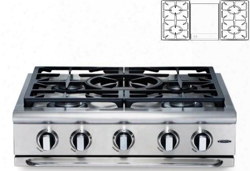 Precision Series Grt364g-l 36" Sealed Burmer Pro-style Liquid Propane Rangetop With 4 Power-flo Sealed Burners With Simmer 12" Thermo-griddle Ez-glides In