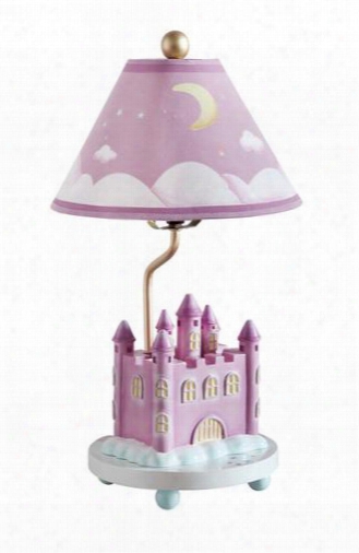 Princess G86307 Table Lamp With Hand Painted Night Sky On Shade And Crafted Castle On Base In Pink