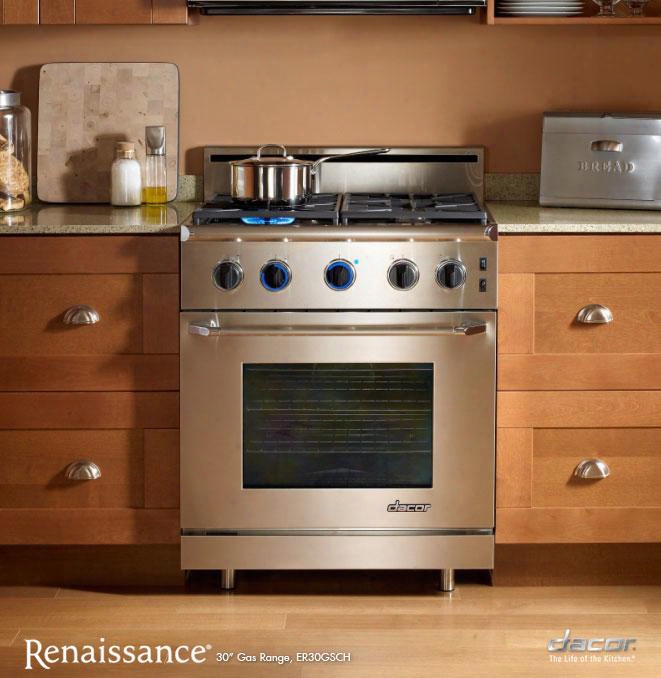 Renaissance Er30gschlph 30&" Pro-style Range With Liquid Propane High Altitude 4.04 Cu. Ft. Manual Clean Convection Oven 4 Sealed Burners Chrome Trim And 6