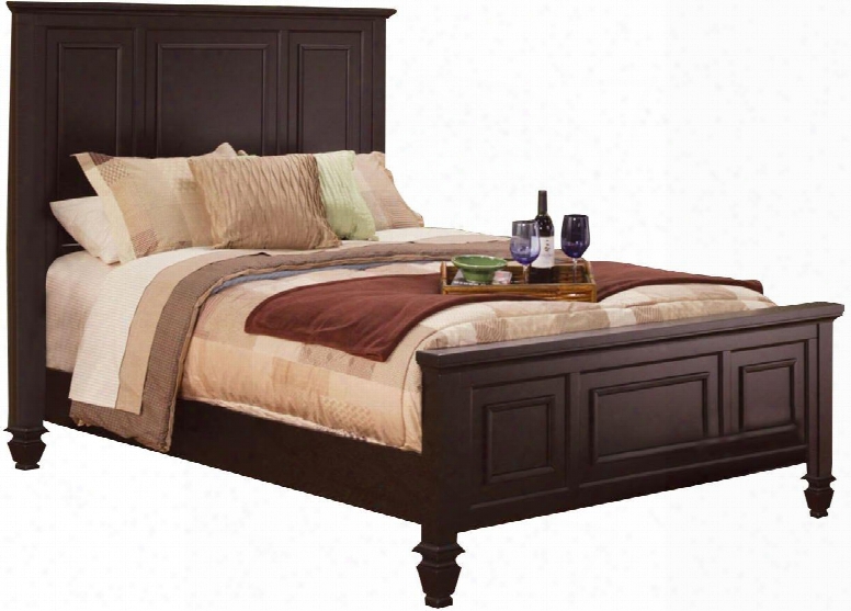 Sandy Beach Collection 201991q Queen Size Paneo Bed With High Headboard Low Profile Paneled Details Turned Legs And Maple Veneer Construction In Cappuccino