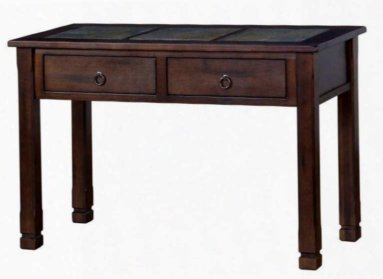 Santa Fe Collection 3145dc 48" Sofa/console Table With Two Dovetailed Drawers Natural Slate And Antique Bronze Ring Pull Hardware In Dark Chocolate