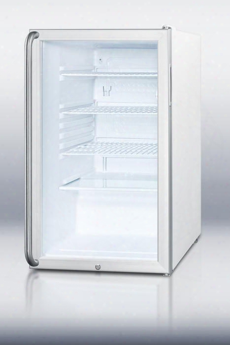 Scr450l7shada 32" 4.1 Cu. Ft. Refrigerator With Glass Door Factory Installed Lock Automatic Defrost Adjustable Wire Shelves Interior Light & Adjustable