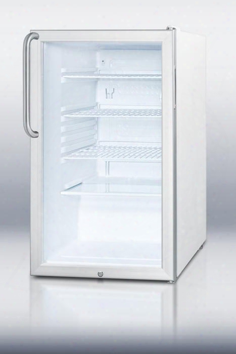 Scr450l7tb 20" Commercially Listed Compact Refrigerator With 4.1 Cu. Ft. Capacity Glass Door Factory Installed Lock Automatic Defrost And Adjustable Shelves