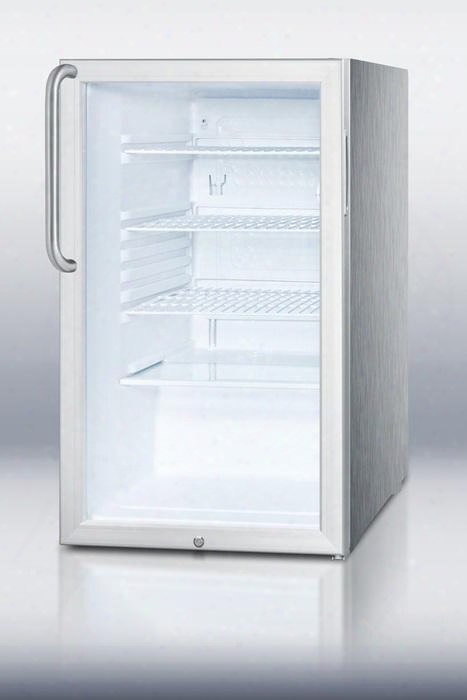 Scr450lcssada 32" 4.1 Cu. Ft. Refrigerator With Glass Door Factory Installed Lock Professional Towel Bar Handle Fully Finished Cabinet Automatic Defrost &