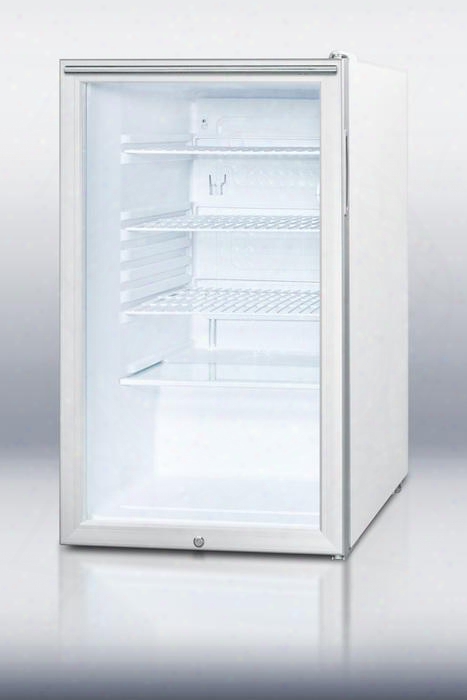 Scr450lhhada 32" 4.1 Cu. Ft. Ada Compliant Under Counter Compact Refrigerator Factory Installed Lock Adjustable Wire Shelves Automatic Defrost Glass