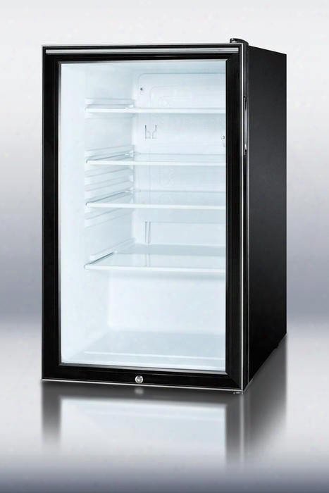 Scr500bl7hh 20" Commercially Ilsted Glass Door Co Mpact Refrigerator With 4.1 Cu. Ft. Capa City Factory Installed Lock Automatic Defrost Adjustable Glass