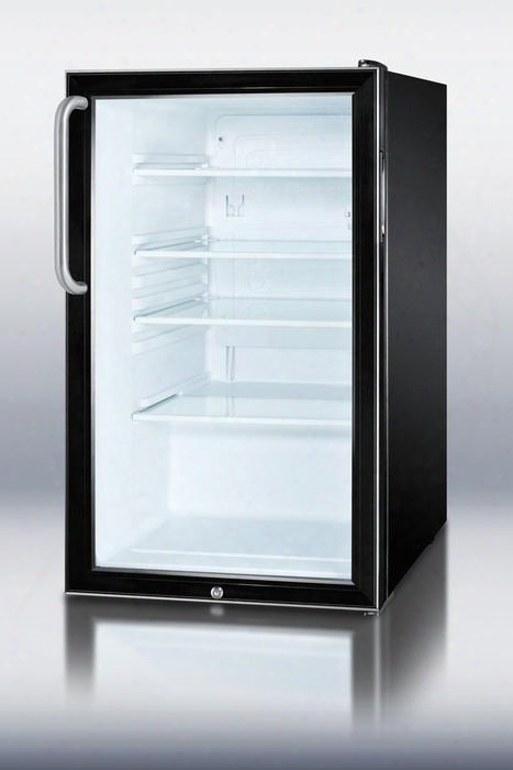 Scr500bltbada 20" 4.1 Cu. Ft. Ada Compliant Reversible Glass Door Compact Refrigerator With Factory Installed Lock Professional Towel Bar Handle Adjustable