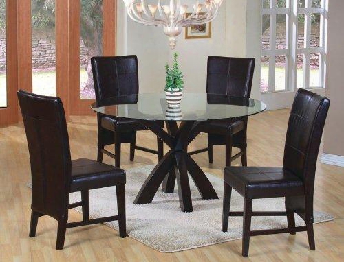 Shoemaker 1010719 48" Dining Table With Sleek Round Beveled Edge Glass Top In Cappuccino