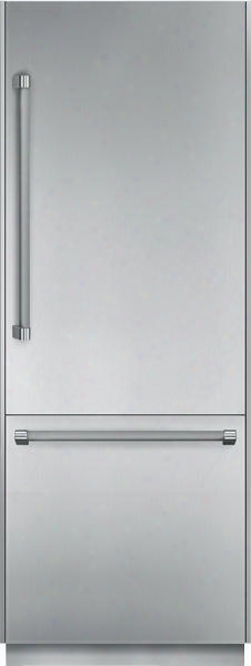 T30bb820ss 30" Energy Star Rated Freedom Collection Built In Bottom Freezer Refrigerator With 16 Cu. Ft. Capacity Professional Handle Led Side Wall Lighting