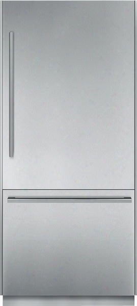 T36bb810ss 36" Energy Star Freedom Collection Built In Bottom Freezer Refrigerator With 20 Cu. Ft. Capacity Masterpiece Handle Led Sidewall Lights Freedom