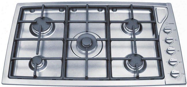 Tg365ixghna 36" Sealed Burner Gas Cooktop Wih 5 Burners Cast Iron Continuous Grates Handy Spoon Holder Automatic Re-ignition Easy T Clean Surface In