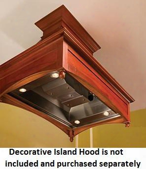 Th248sle Ss 48" Decorative Island Hood Liner With Dual Level Halogen Lighting Sensasource Intelligent Heat Sensor And 550 Cfm Blower In Stainless