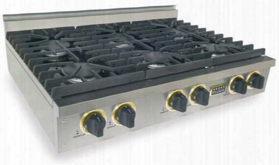 Tpn-031-s 36" Sealed Burner Pro-style Lp Gas Cooktop Upon 6 Sealed Ultra High-low Burners Porcelain-covered Cast Iron Burner Grates Electronic Ignition In