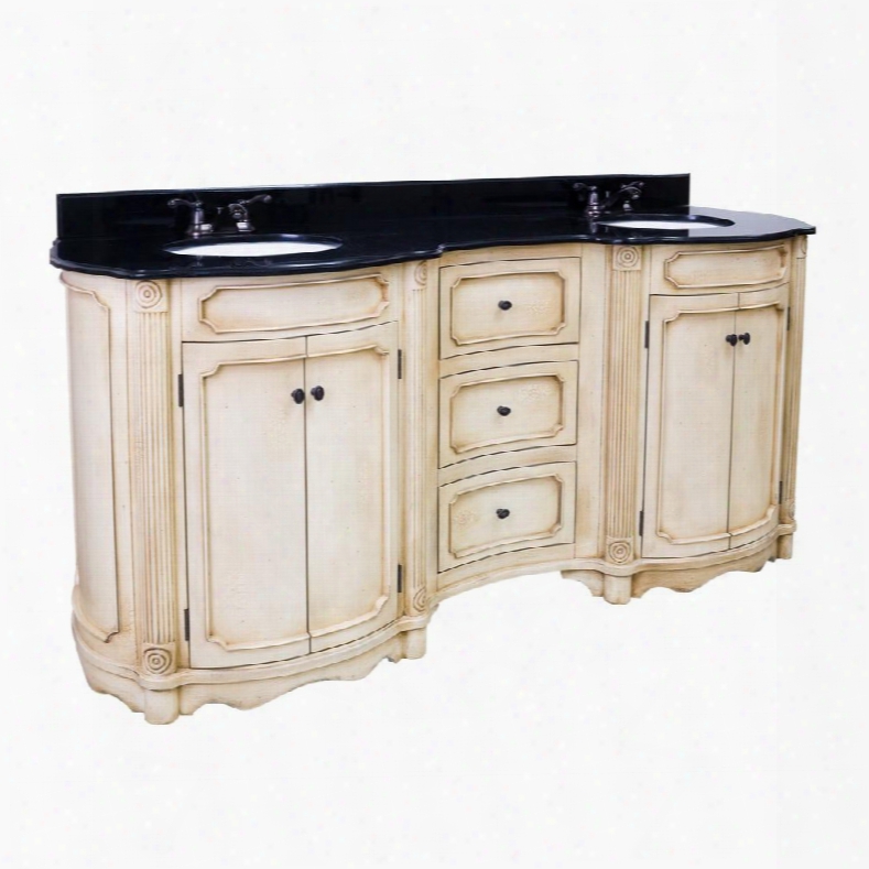 Van040d-14e 72" Tesla Buttercream Double Vanity With Preassembled Top And Bowl In Buttercream