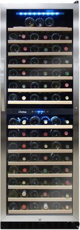 Vt-155sbw 24" Dual-zone Wine Cooler With 155 Bottle Capacity Touch Screen Clntrol Panel Blue Led Interior Light Security Lockset 15 Pull Out Wood Shelves