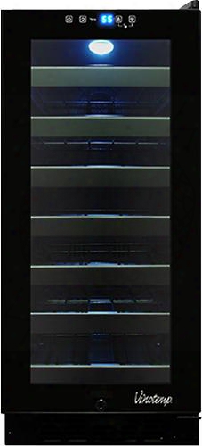 Vt-32ts-fe 33 Bott1e Touch Screen Wine Cooler With Front Exhaust Blue Led Interior Light Dual-paned Glass Door & In