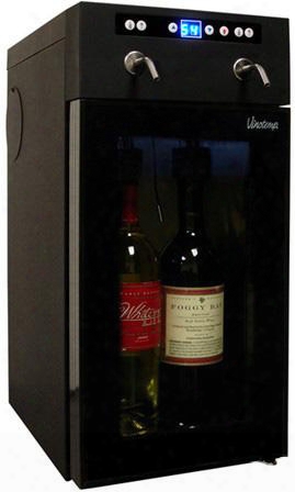 Vt-winedisp2 9" Wine Dispenser By The Side Of 2-bottle Dispenser Interior Lights Diggital Led Temperature Display And Glass