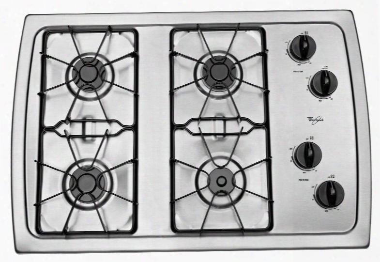 W3cg3014xs 30" Gas Cooktop With 4 Sealed Burners Accusimmer Burner Enamel Steel Grates Knob Controls And Ada Compliant In Stainless