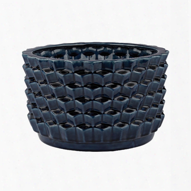 Accordion Crackled Blue Pot Design By Lazy Susan