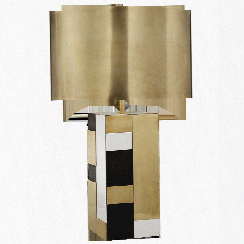 Bloque Table Lamp In Mixed Brass, Bronze, &ammp; Polshed Nickel W/ Antique-burnished Brass Shade Design By K Elly Wearstler