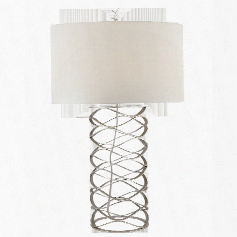 Bracelet Table Lamp In Various Finishes W/ Linen Shade Design By Barry Goralnick