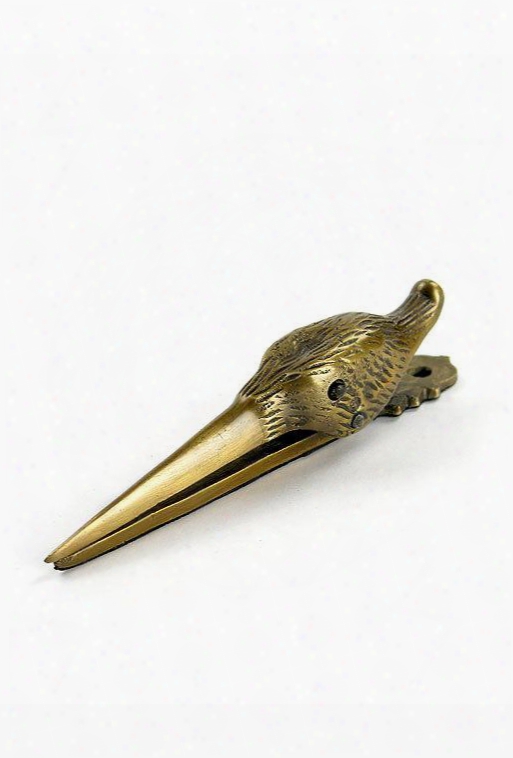 Brass Stork Clip With Jeweled Eyes By Vagabond Vintage