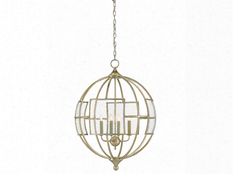 Broxton Orb Chandelier In Silver Leaf Design By Currey & Company