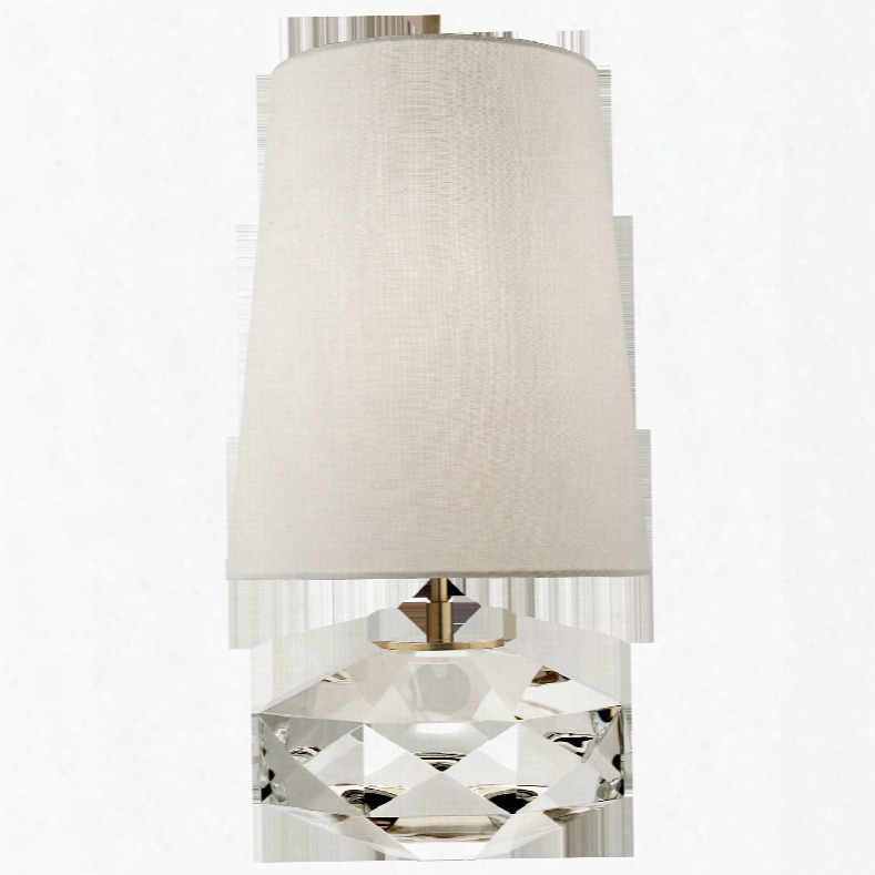 Castle Peak Glass Lamp In Crystal W/ Cream Linen Shade Design By Kate Spade