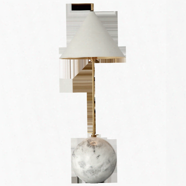 Cleo Orb Base Accent Lamp In Antique-burnished Brass W/ Antique White Shade Design By Kelly Wearstler