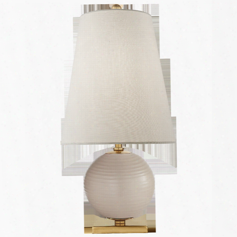 Corbin Mini Accent Lamp In Various Finishes W/ Cream Linen Shade Design By Kate Spade