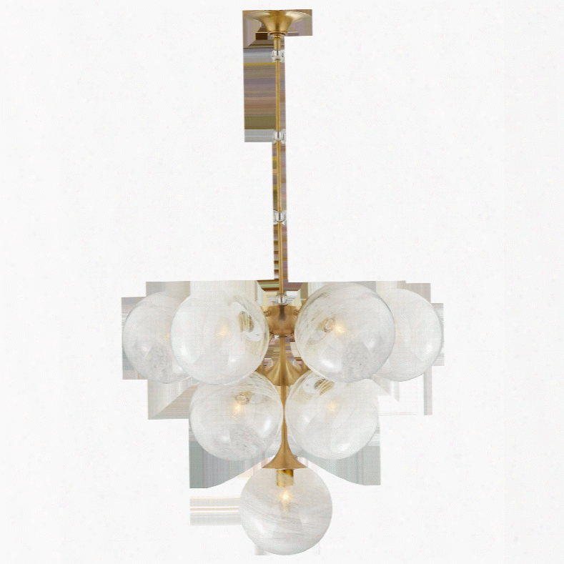 Cristol Tiered Chandelier In Various Finishes W/ White Strie Glass Design By Aerin