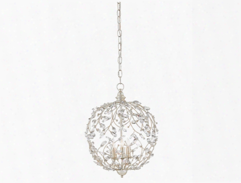 Crystal Bud Sphere Chandelier In Silver Granello Design By Currey & Company