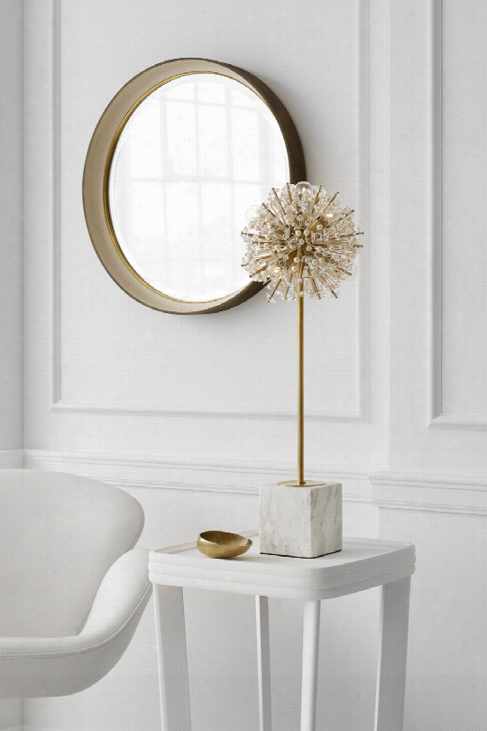 Dickinson Buffet Table Lamp In Soft Brass And White Marble W/ Clear Glass & Choice Part Pearls Design By Kate Spade