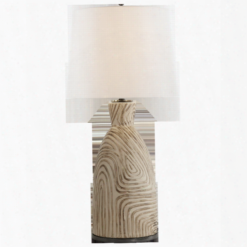Effie Table Lamp In Sand  And Blue Stripes W/ Linen Shade Design By Kelly Wearstler
