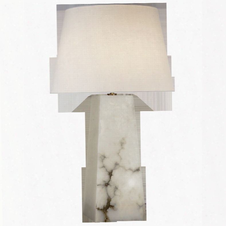 Evoke Large Table Lamp In Alabaster W/ Linen Shade Design By Kelly Wearstler