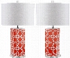 Set of Two Quatrefoil Table Lamps in Orange design by Safavieh