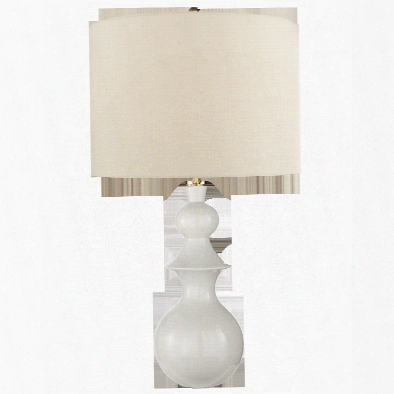 Saxon Big Table Lamp In Various Finishes W/ Cream Linen Shade Design By Kate Spade