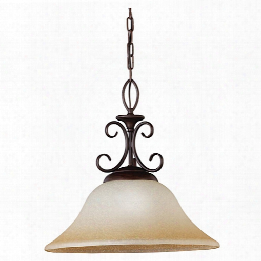 Sea Gull Lighting 65105-72 Monteclaire One-light Pendant, Olde Iron Finish With Amber Scavo Glass
