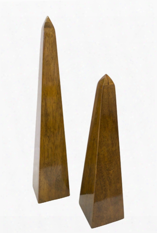 Set Of 2 Acacia Obelisk Statues Design By Couture Lamps