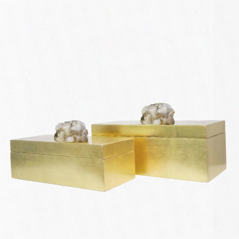 Set Of 2 Satoria Quartz Rectangular Boxes Design By Couture Lamps