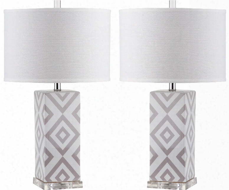 Set Of Two Diamonds Table Lamps In Grey Design By Safavieh