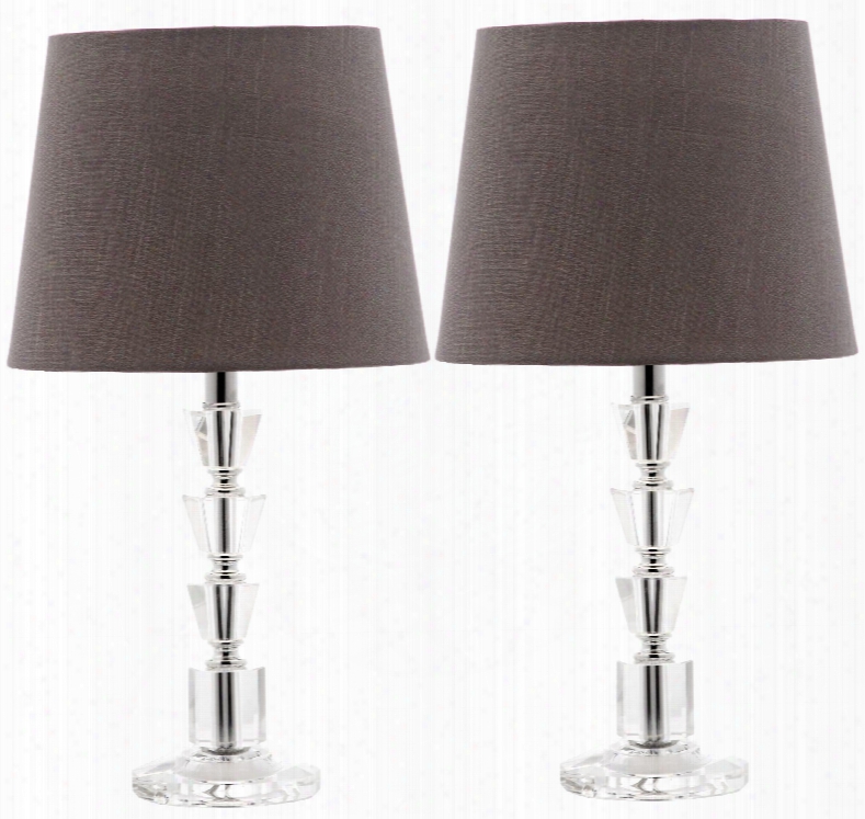 Set O Two Harlow Tiered Crystal Orb Lamps In Grey Design By Safavieh