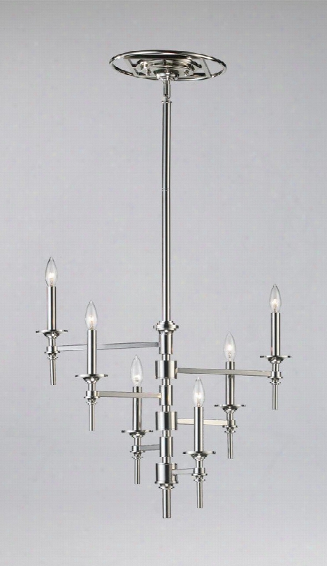 Six Light Omega Chandelier In Satin Nickel Design By Cyan Design