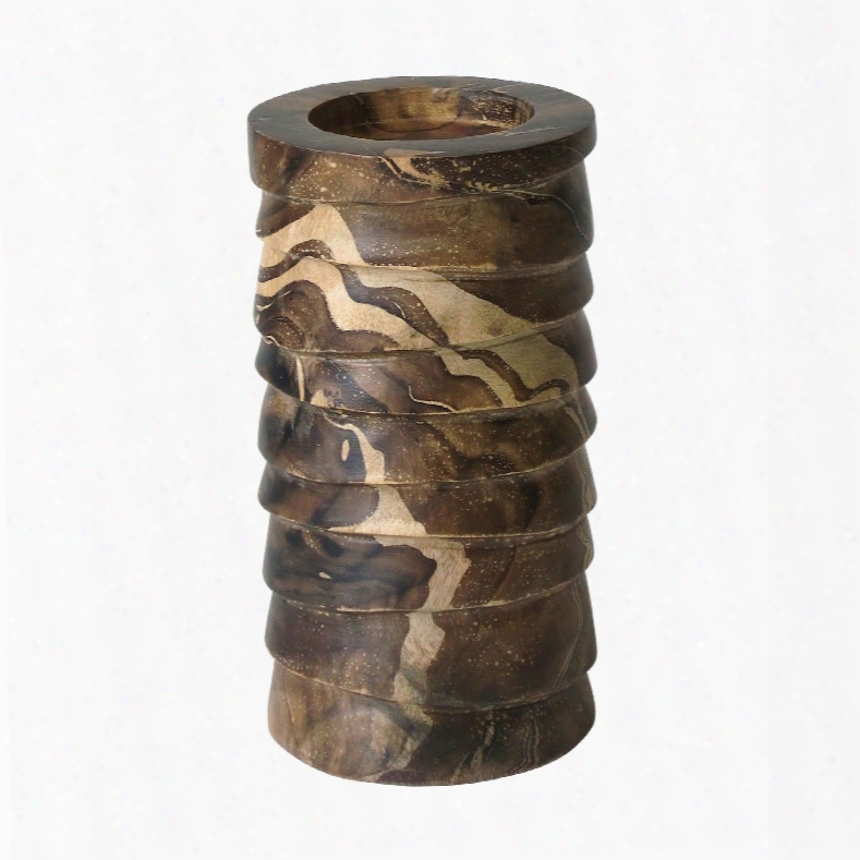 Small Marbled Terraced Wood Pillar Holder Design By Lazy Susan