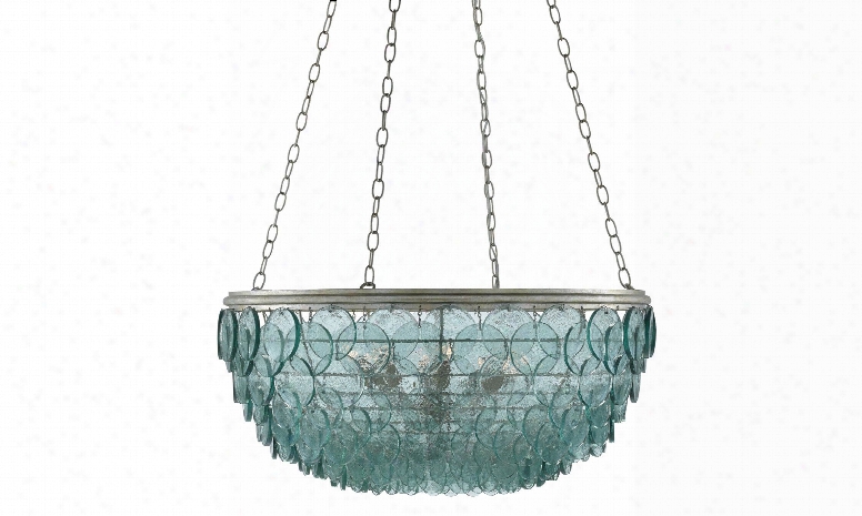 Small Quoram Chandelier In Silver Leaf Design By Currey & Company