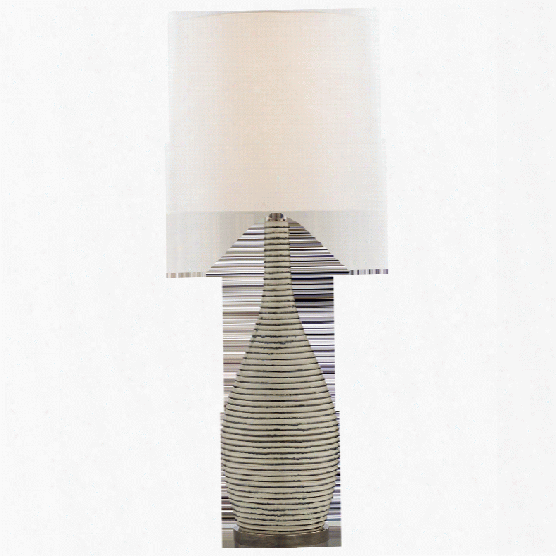 Sonara Table Lamp In Ivory & Chalk Black Pearl W/ Linen Shade Design By Kelly Wearstler