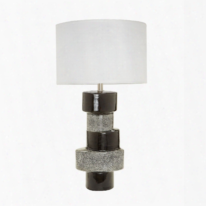 Stacked Ovals Table Lamp In Grey & Black Design By Lazy Susan